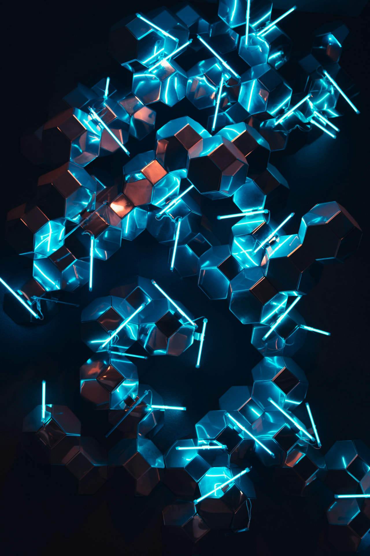 Abstract illuminated geometric forms representing modern business